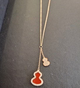 (在途)韩国直邮正品代购 麒麟qeelin红色双葫芦项链