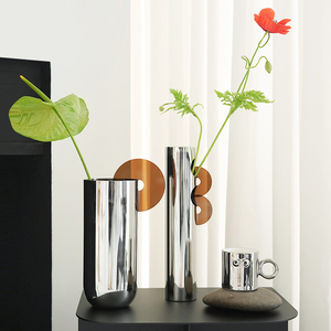 ladylike 不锈钢复古花瓶摆件客厅插花 网红花瓶ins风创意花器