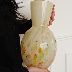 ladylike 缤纷玻璃花瓶彩色中古轻奢高级感 鲜花水培器皿客厅摆件
