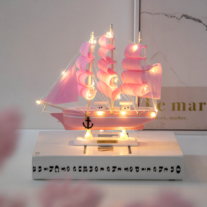一帆风顺铁艺帆船模型礼物实木质小船摆件客厅酒柜电视柜装饰摆设