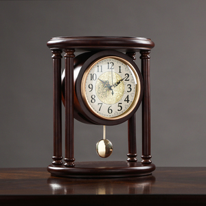 轻奢台钟客厅座钟中式复古实木坐钟时钟家用摆台式摆放式钟表摆件