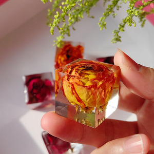 水晶植物标本方块成品手工滴胶立体干花玫瑰枫叶创意礼物装饰摆件