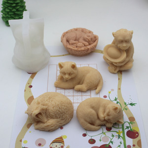 小猫咪慕斯蛋糕硅胶模具卡通萌宠动物造型巧克力冰淇淋手工皂模具