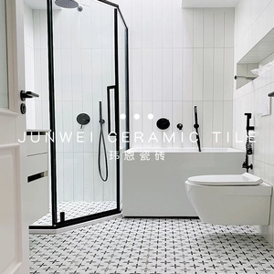 个性网红砖北欧厨房黑白花砖卫生间浴室墙砖复古瓷砖阳台防滑地砖