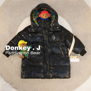 paddingtonbear帕丁顿熊童装中长款轻防水黑白120中小童羽绒服