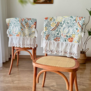 高级感椅子套罩棉麻防水美式田园复古蕾丝餐椅垫背套四季通用定制