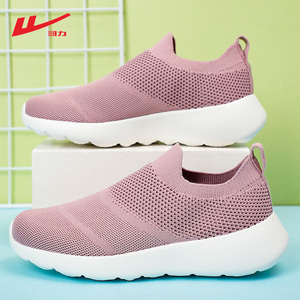 回力夏季网面鞋女新款一脚蹬透气薄款妈妈网鞋中老年鞋运动休闲鞋
