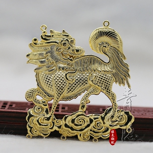 diy饰品纯铜宝宝锁头保色60*65mm麒麟发簪发冠半成品配件b2083