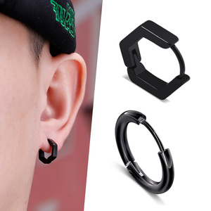 耳环2023新款潮耳钉男个性黑色耳饰品韩国气质不对称嘻哈单只耳扣
