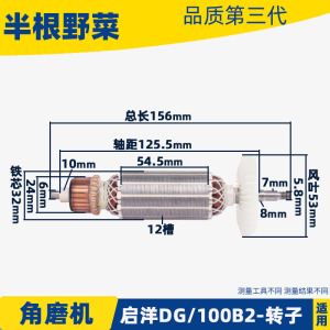 适用启洋DG-100B2角磨机转子DG-750A DG-100A打磨 磨光机转子配件