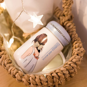 可爱女生陶瓷杯子带盖办公室用马克杯少女心创意个性潮流家用水杯