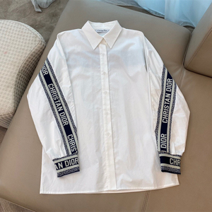 dior/迪奥21ss早秋款女士翻领落肩宽松休闲织带字母长袖衬衫 衬衣