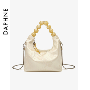 达芙妮Daphne2024新款新中式单肩包时尚手提小方包国风串珠腋下包