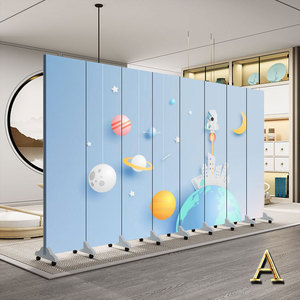 卡通屏风隔断客厅卧室家用儿童房折屏布艺可折叠装饰幼儿园遮挡墙