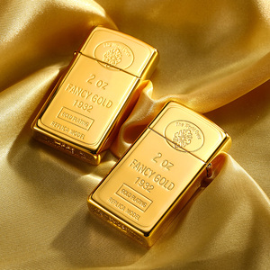 zippo芝宝打火机正版纤巧窄18k金砖正品限量男士水晶盒定制送礼