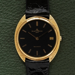 Baume&Mercier名士18K金树皮纹椭圆一体表壳35mm机械中古男女手表