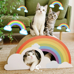 怎么去拥有一道彩虹 彩虹云朵猫抓板猫窝磨爪睡觉两不误
