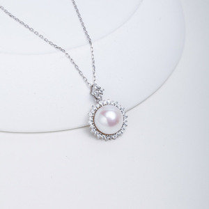 【希梵尼】天然淡水珍珠吊坠项链 925银镶钻 10-11大颗无瑕紫色