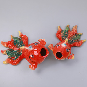 德备瓷厂淘宝屋顶出水口金鱼嘴房顶陶瓷金鱼水管排水口装饰滴水龙头