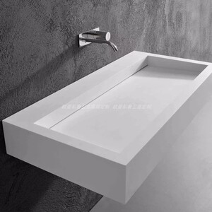 定制卫浴白色岩板一体台盆隐藏下水智能实木浴室镜柜洗漱盆洗手盆