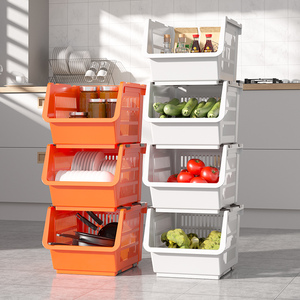 厨房蔬菜置物架客厅玩具收纳架落地多层果蔬筐杂物整理架叠加篮子