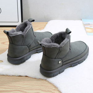 男士雪地靴舒适防滑保暖牛皮羊毛2023年新款短筒加厚防水男短靴子