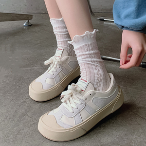 白色花边袜子女中筒堆堆袜网红潮ins夏季薄款夏日系jk搭配小皮鞋