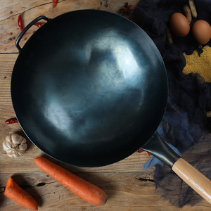 香港代购圆底铁锅陈枝手工记燃气灶适用无涂层熟铁炒菜锅头不粘锅