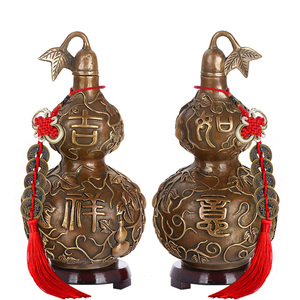 开光铜葫芦风水摆件纯铜八卦五帝钱葫芦挂件镇宅招财客厅家居装饰