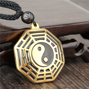 道教开光阴阳鱼黑白八卦吊坠挂件钛钢饰品男女项链辟邪招财防小人