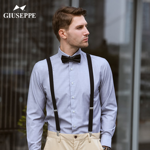 giuseppe乔治白男士衬衫免烫抗皱休闲商务纯棉衬衣职业正装上衣