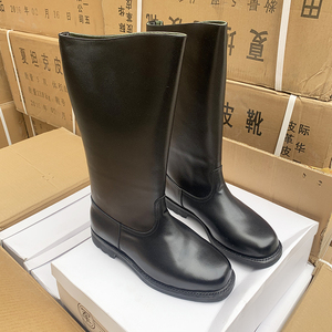正品夏季坦克皮靴马靴摩托靴骑兵靴护卫仪仗队真牛皮头层牛皮皮靴