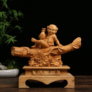 乐清黄杨木雕摆件实木雕刻工艺饰品传统手工文化礼品收藏富足平安