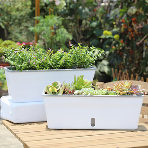 塑料花盆长方形种多肉花槽储水懒人花盆阳台室内种菜盆