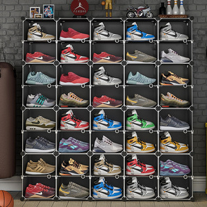 aj球鞋墙展示柜鞋盒收纳盒透明鞋架20个装鞋子整理鞋柜简易鞋合毒