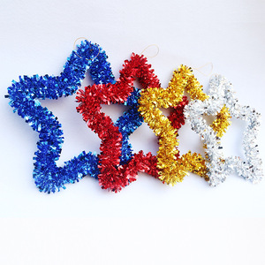 圣诞五角星花环 圣诞五星门挂圣诞花环藤条圣诞节装饰品酒店商场