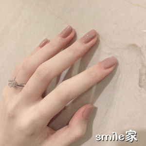 网红裸色美甲成品甲片 奶茶纯色指甲贴片气质新娘甲穿戴式可拆卸