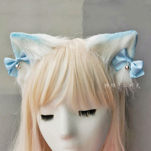 原创设计白狐狐狸耳朵发饰手作毛绒兽耳发箍头饰猫耳饰品4人付款52