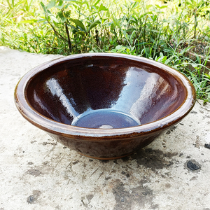 10寸海碗传统复古汤盆土陶大碗土盆27厘米大号土碗老式和面盆土钵