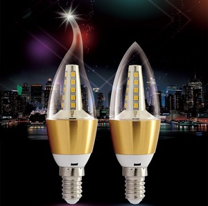 E27螺口LED蜡烛灯泡 e14小螺口尖泡5W水晶灯光源节能灯满天星黄光