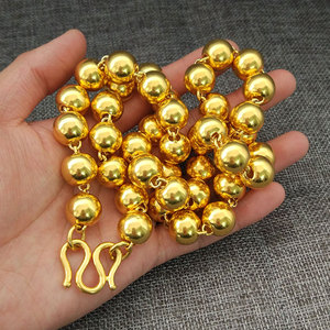 黄金项链男大圆珠佛珠足金9999包银转运珠粗款龙骨链不掉色可定制