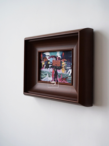 WGallery精致色块撞色表现主义复古中古装饰画法式实木框摆画小画