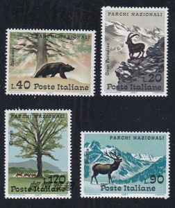 意大利邮票1967年年国家公园-岩羊、棕熊等4全新