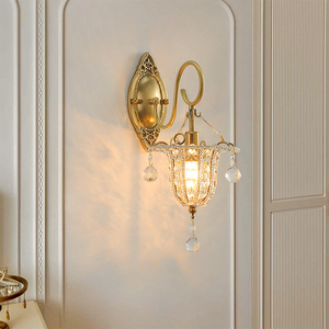 法式客厅奶油风壁灯欧式别墅楼梯美式背景墙轻奢卧室床头水晶壁灯