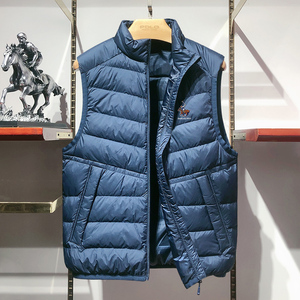 保罗时尚男士羽绒服马甲2021秋季新款短款轻薄纯色立领背心男马甲