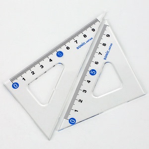 日本索尼克三角板sonic小学生三角尺子高透明刻度清晰直角尺