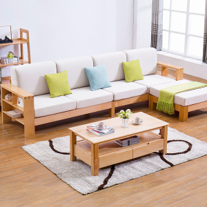 沙发客厅整装全实木德国榉木布艺小户型现代新中式木质家具组合