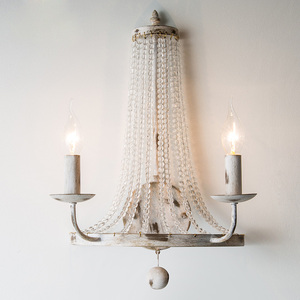 美式乡村水晶壁灯双头创意复古蜡烛卧室床头灯过道客厅背景墙灯具