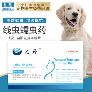盐酸左旋咪唑片宠物体内猫狗通用大型犬泰迪幼犬驱虫线虫抗蠕虫药