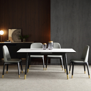 进口岩板餐桌折叠桌伸缩餐桌意式极简可折叠多功能大理石轻奢餐台